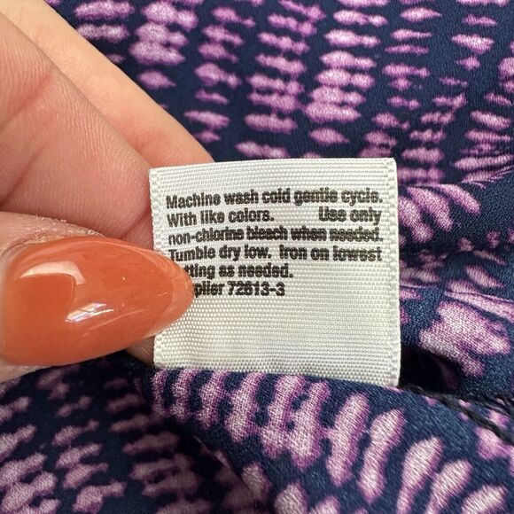 A.N.A A New Approach Purple Tie Dye Cold Shoulder Sllit Sleeves Chiffon Sz XS - Picture 10 of 13